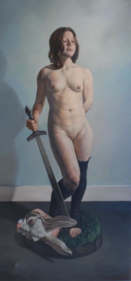 ERIK THOR SANDBERG Courage 2006, oil glaze on wood panel, 79 x 38 x 3.5 inches.