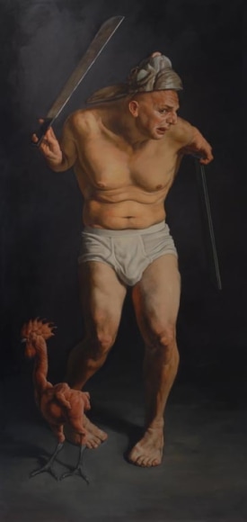 ERIK THOR SANDBERG Cowardice 2006, oil glaze on wood panel, 79 x 38 x 3.5 inches.