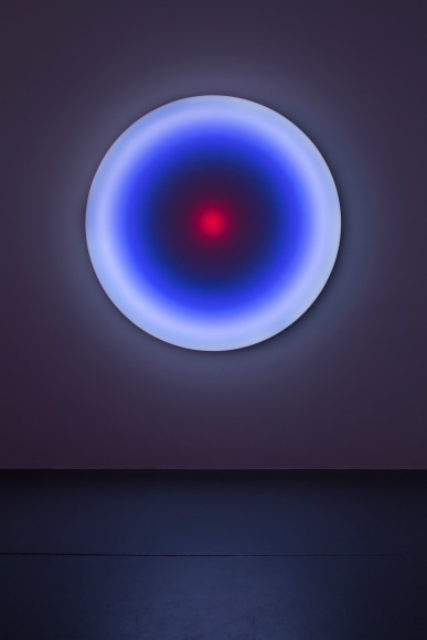 LEO VILLAREAL Target 2 2012, light emitting diodes, mac mini, custom software, circuitry, wood, plexiglas, 60 inches (diameter)