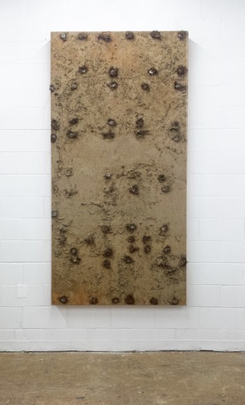 J.J. McCRACKEN  Thirst, and the Martyr (panel)  2013, panel with mud