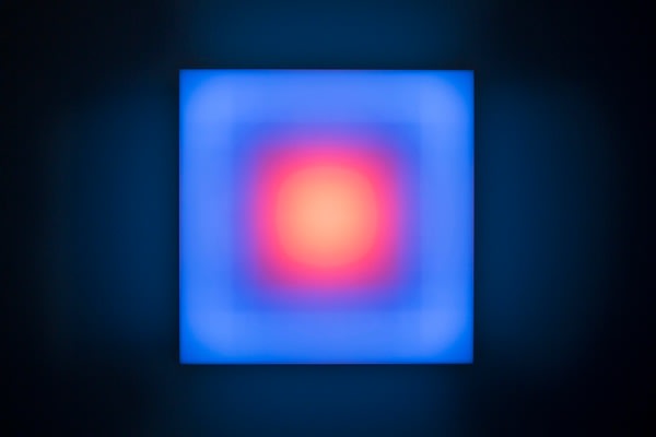 LEO VILLAREAL Scramble (2') 2012, light emitting diodes, mac mini, custom software, circuitry, wood, plexiglas, 24 x 24 x 7 inches