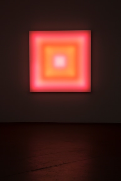 LEO VILLAREAL Scramble 2011, light emitting diodes, mac mini, custom software, circuitry, wood, plexiglas, 60 x 60 inches