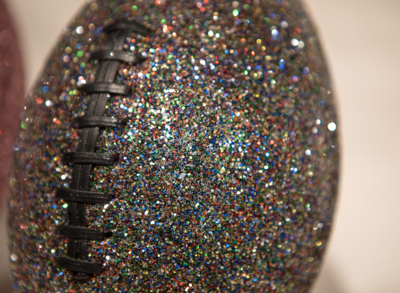 Sheldon Scott Exorcism of the Sweet (rainbow) 2018, glitter, leather, poly, glue, dimensions variable