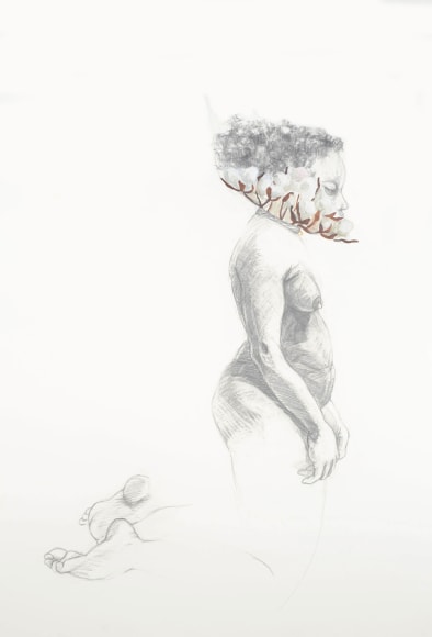ZO&Euml; CHARLTON Cousin 2 (from Tallahassee Lassies) 2008, graphite and gouache on paper, 52 x 72 inches.