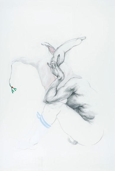 ZOЁ CHARLTON  Hide  graphite and gouache on paper, 55 x 50 inches.