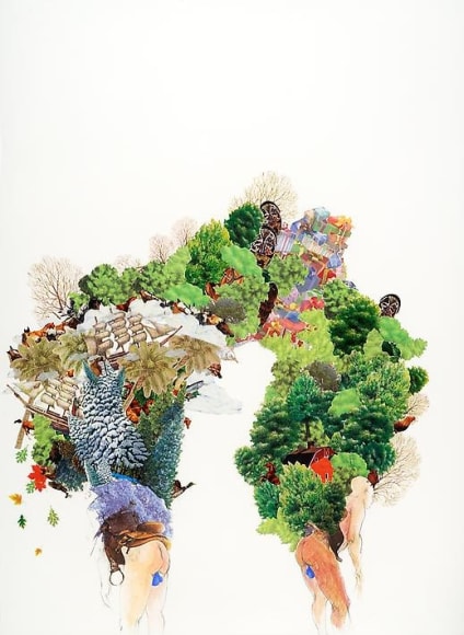 ZO&Euml; CHARLTON Dreamers and Builders 2012, collage and gouache on paper, 30 x 22 inches