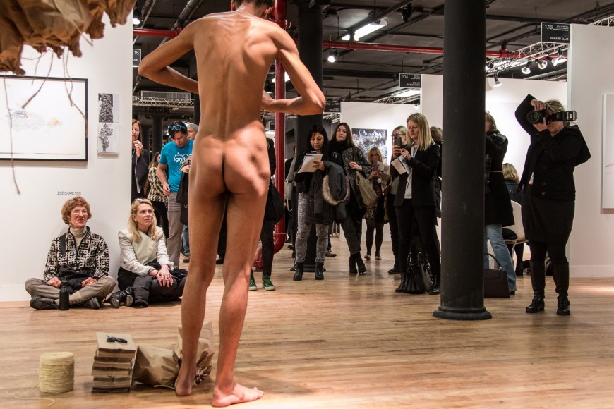 WILMER WILSON IV  2014, performance. Installation view: booth 1.17, VOLTA NY.