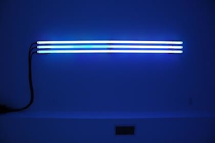 LEO VILLAREAL Horizon 2 (8) 2008, light emitting diodes, microcontroller, circuitry, custom software, plexiglas tubes, 18 x 96 x 7 inches