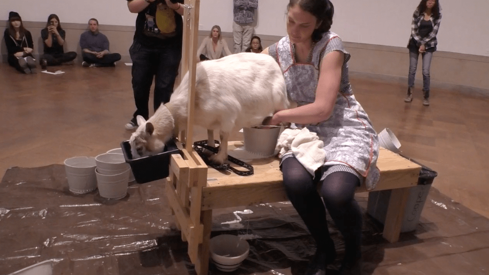 ROSEMARY MARKOWSKI Milk Spill (video still)  2016, performance documentation, run time: 4:48.