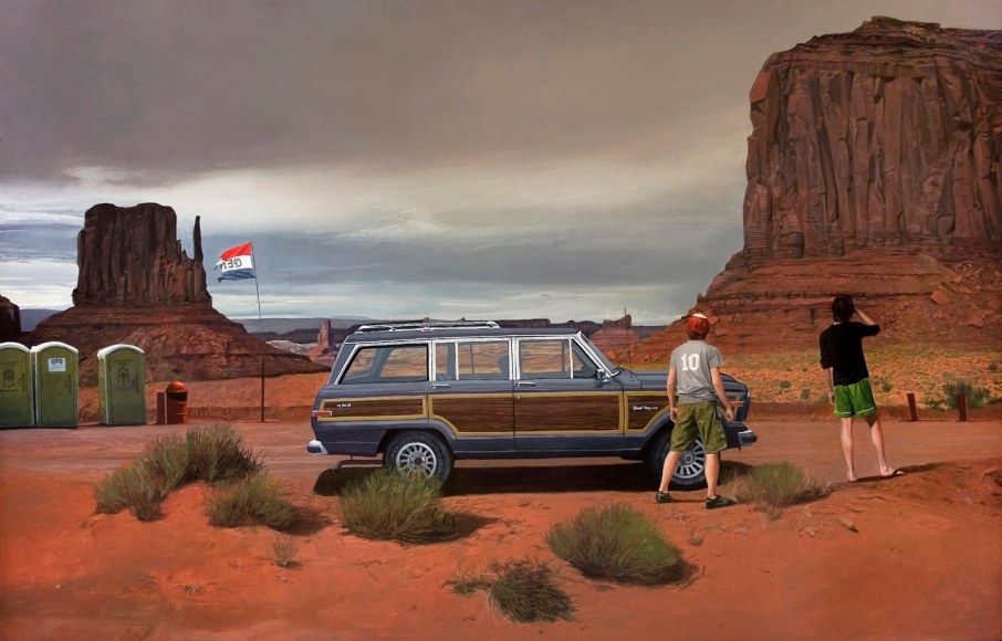ALEX ROULETTE Monumental Road 2009, oil on panel, 32 x 50 inches.