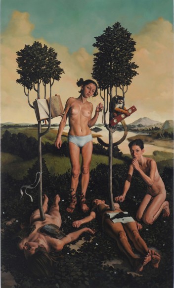 ERIK THOR SANDBERG Course 2009, oil on canvas, 100 x 60 inches.