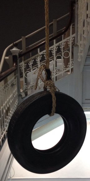 JAMES BERNARD COLE Tire Swing (#dontistagramdis) 2013, pre-fabricated tire, rope, metal, and paint, dimensions variable