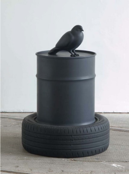 KENNY HUNTER The Wasteland 2008, resin, oil can, jesmonite, paint, 34.5 x 25 x 25 inches