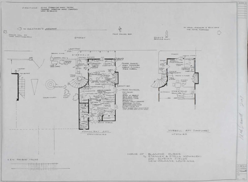 MARK BENNETT Home of Blanche DuBois, Stella and Stanley Kowlaski (Streetcar Named Desire)  2007, India ink and graphite on vellum, 30 x 42 inches.