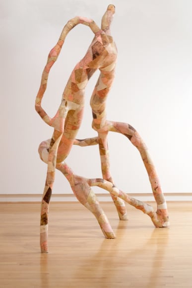 PAT McGOWAN Untitled 2013, wood, traffic cones, 111 x 98 x 68 inches