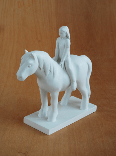 Kenny Hunter  Girl with Pony  2012, acrylic resin, paint, 18 x 18 x 4 inches.