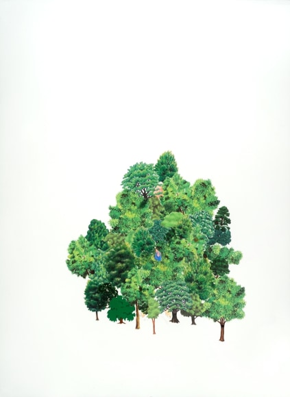ZO&Euml; CHARLTON Woods 2013, collage and gouache on paper, 30 x 22 inches