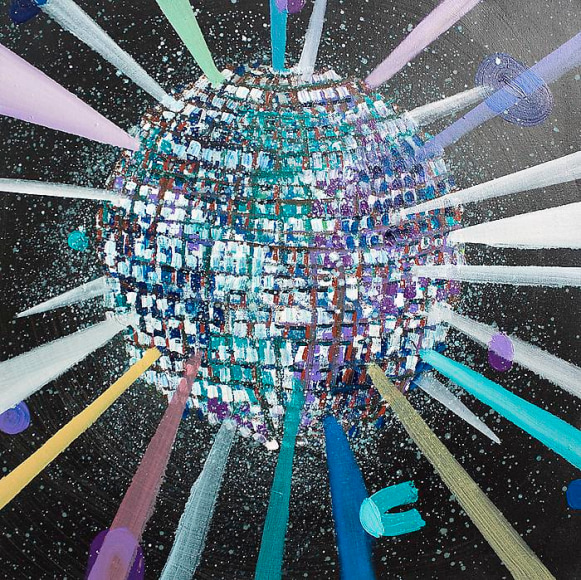 PHILIP HINGE Mirror Ball 2013, acrylic on canvas, 30 x 30 inches