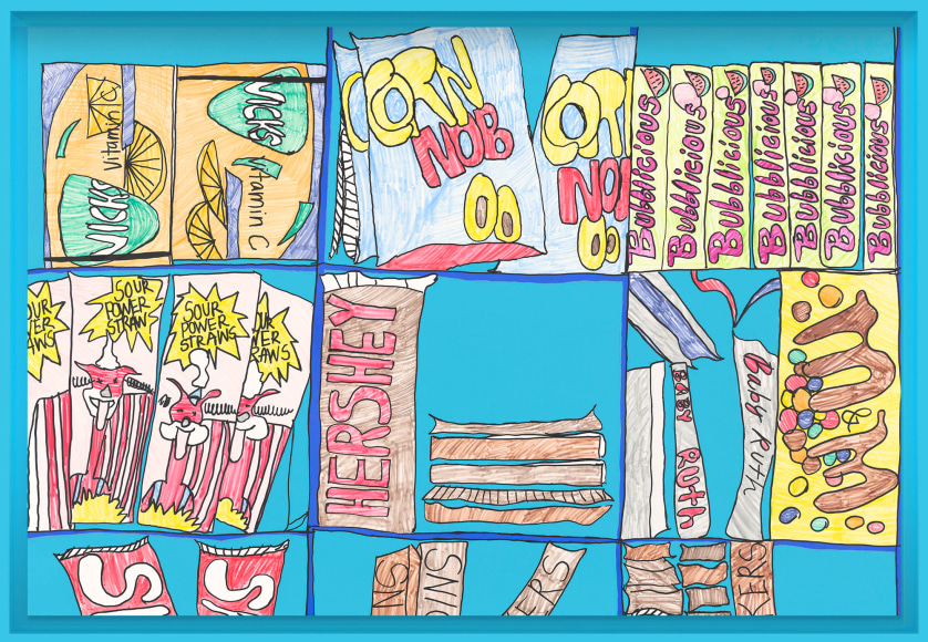 Tschabalala Self Candies Behind Plexi #9, 2023