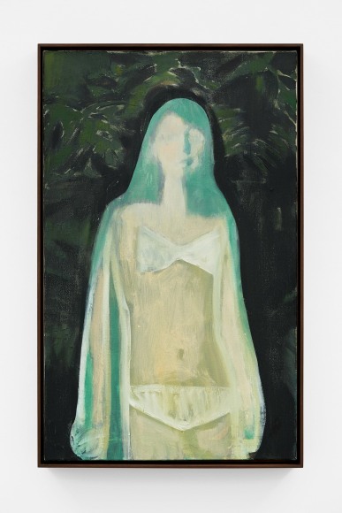 Jonathan Wateridge Study for Garden Pool, 2022 Oil on Canvas 30 3/8 x 19 1/8 x 2 1/2 in (framed) 77.2 x 48.3 x 6.5 cm (framed) 29 1/2 x 18 1/8 in 75 x 46 cm (JWA22.033)
