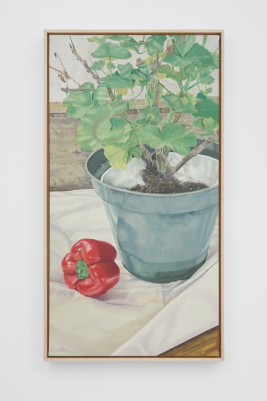 Michael Cline Above, 2022 Oil on linen 35 x 19 1/8 x 2 3/8 in (framed) 89 x 48.5 x 6 cm (framed) (MCL22.015)