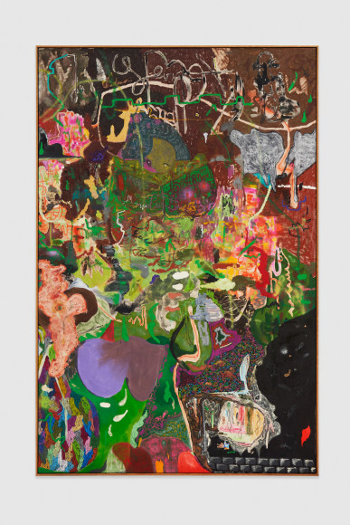 Michael Bauer Moss-Father, 2022 Oil, acrylic, and pastels on canvas 75 x 49 in (framed) 190.5 x 124.5 cm (framed) (MBA22.009)