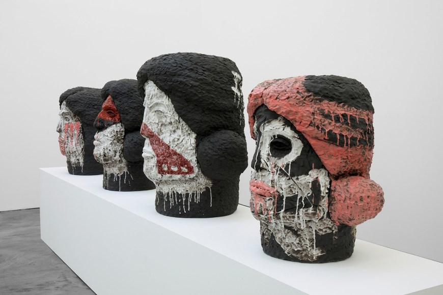 Installation View of "SAH CADO (Mrs. Cado)", "YOU DON'T LOOK NATIVE", "WE ARE IMMORTAL",  and "She Dances for Her Ancestors" (Profile View)