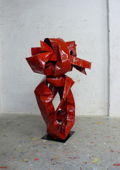 Anna Fasshauer, Luny Cherries, 2017, Aluminum, lacquer, steel plate, 64.3 x 51.3 x 26.8 in (163 x 130 x 68 cm), AF17.001