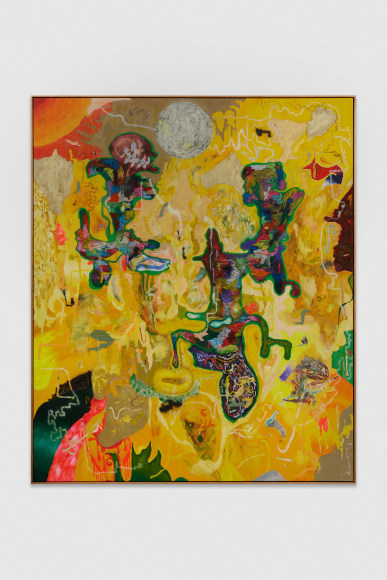 Michael Bauer Back to Ether Cave (Hidden Aunt), 2022 Oil, acrylic, and pastels on canvas 72 x 60 in (framed) 182.9 x 152.4 cm (framed) (MBA22.004)
