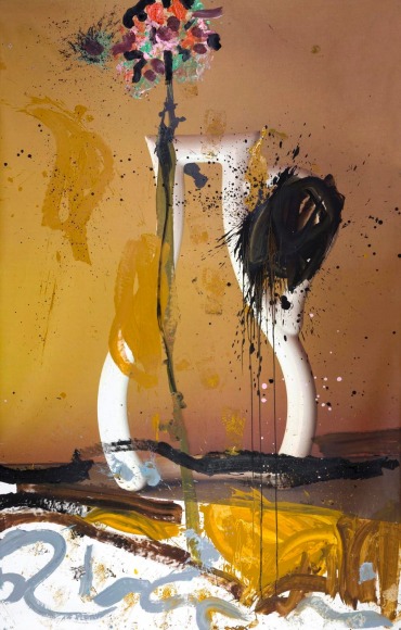 Jorge Galindo & Pedro Almodóvar EL JARRON DIAFANO 1, 2019 Oil and digital print on canvas 126 x 78 3/4 in 320 x 200 cm