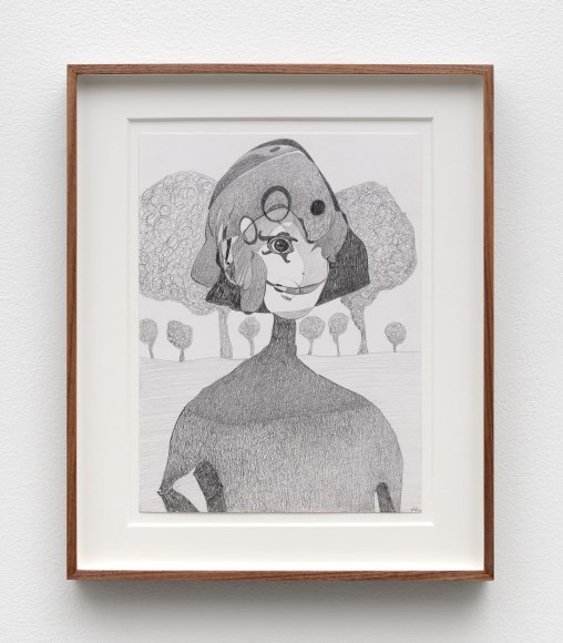 Nicola Tyson Tree Line, 2022 Graphite on paper 16 1/8 x 13 1/2 x 1 1/2 in (framed) 41 x 34.1 x 3.8 cm (framed) (NTY22.022)