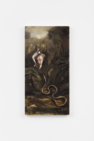 Lisa Ivory
What The Snake Saw, 2024
oil on panel
12 1/4 x 5 7/8 in
31 x 15 cm
(LIV24.095)