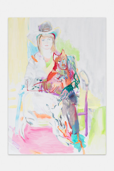 Gerlind Zeilner Cowgirl, 2021 Signed on the back Egg tempera and oil on canvas 55 1/8 x 39 3/8 in 140 x 100 cm (GZE22.006)