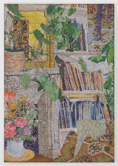 Gregory Hodge Interior with Plants, 2024 Acrylic on linen 90 1/2 x 63 in 230 x 160 cm (GHO24.010)