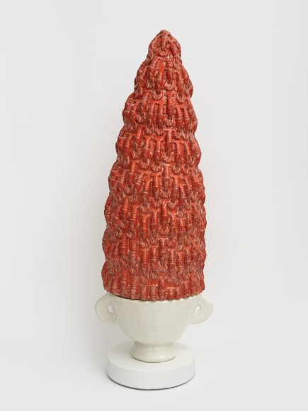 Stephanie Temma Hier, Our mother the mountain, 2023, Glazed stoneware sculpture, steel armature, and rubber seal, 63 x 20 1/2 x 17 1/2 in, 160 x 52.1 x 44.5 cm, (SHI23.001)