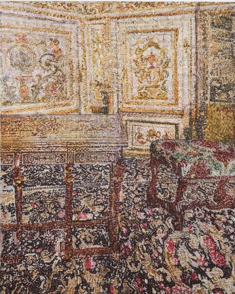 Gregory Hodge Red Rug with Plants, 2025 Acrylic on linen 78 3/4 x 63 in 200 x 160 cm (GHO25.018)