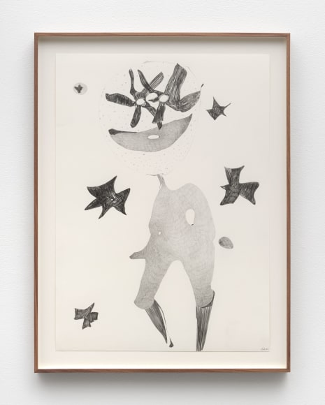 Nicola Tyson Disco dancer #5, 2022 Graphite on paper 28 1/2 x 21 1/2 x 1 1/2 in (framed) 72.2 x 54.5 x 3.8 cm (framed) (NTY22.030)