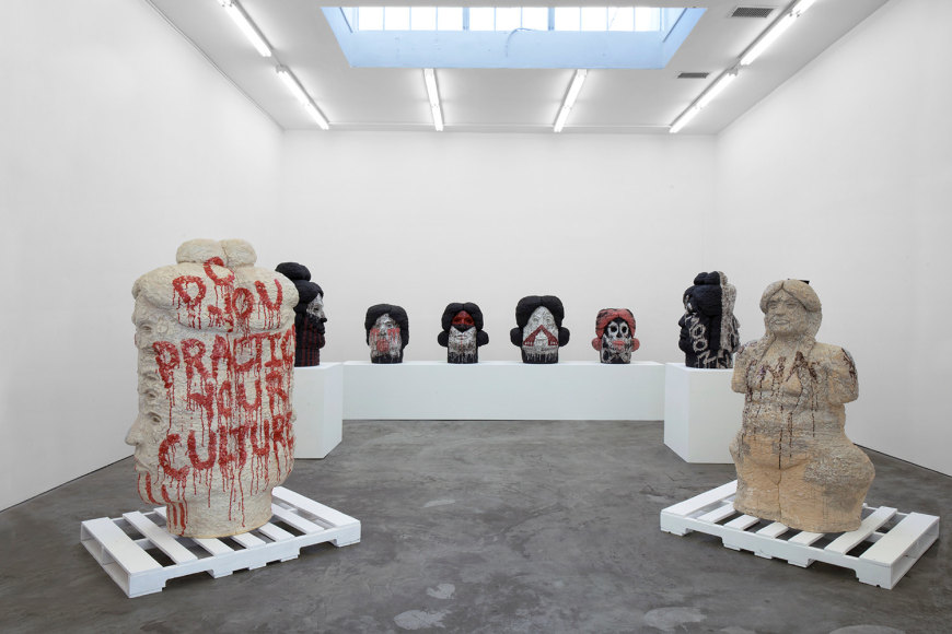 Installation View of "DO YOU PRACTICE YOUR CULTURE?", "DO YOU SPEAK INDIAN?", "SAH CADO (Mrs. Cado)", "YOU DON'T LOOK NATIVE", "WE ARE IMMORTAL", "She Dances for Her Ancestors", "Family Names to Last Through the Generations", and "INA (Mother)"