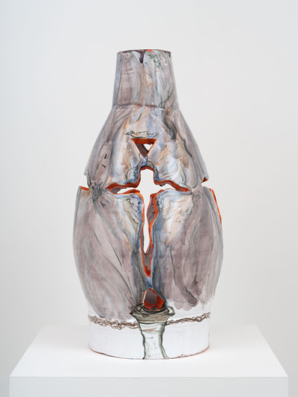 Lola Montes Lamp 5, 2022 Hand-painted terracotta lamp 16 3/4 x 7 x 7 in 42.5 x 17.8 x 17.8 cm (LMO22.028)