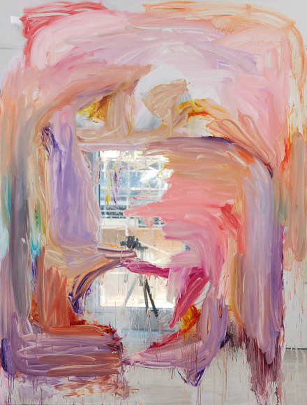 Peter Bonde Untitled, 2016 Oil on mirror-foil 98.43 x 74.8 x 1.6 in 250 x 190 x 4 cm (PB16.001)