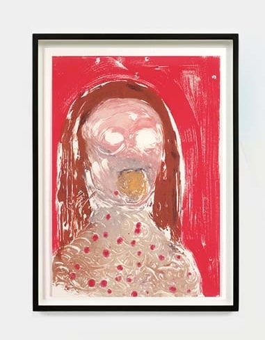 Nicola Tyson Potrait Head #5: Self Portait Singing , 2002 acrylic on paper 20 x 14" (NTY19.001