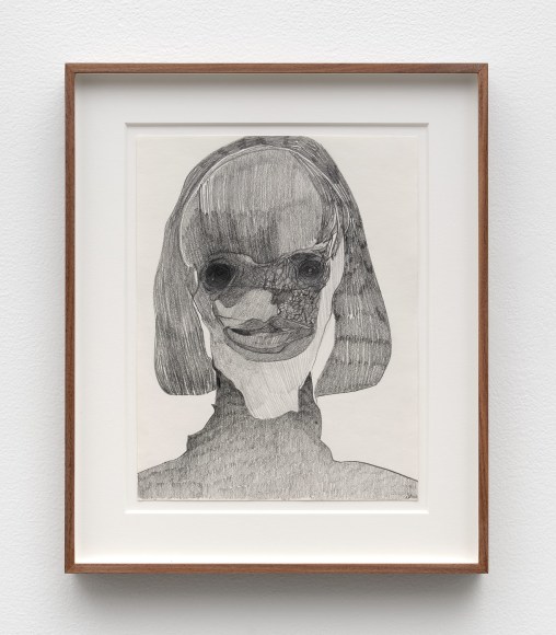 Nicola Tyson Sunday Day, 2022 Graphite on paper 16 1/8 x 13 1/2 x 1 1/2 in (framed) 41 x 34.1 x 3.8 cm (framed) (NTY22.024)