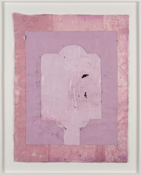 Nel Aerts Blowie (SWALLOW MAELSTROM HUT HEAD), 2020-2021 Collage on paper with textile, oil stick, Xerox copy, varnish, acrylic in wooden frame 42 x 33 in 107 x 86 cm