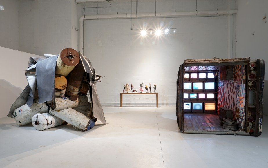 Installation view: Nancy Rubins, Nathalie Djurberg, Barry McGee