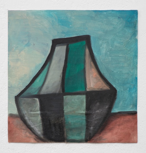 Ana Mazzei, Vase: graphic, 2023-2024, Oil and pastel on canvas, 39.4 x 38.4 cm