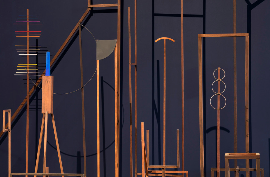 Ana Mazzei, Spectacle (Espet&aacute;culo)&nbsp;(detail), 2016, Wood, paint, felt, rubber, iron, 4.50 x 14.5 x 4.50 m