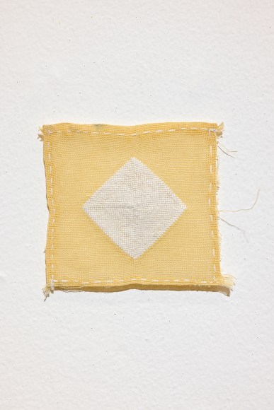 Majd Abdel Hamid, Son this is a waste of time (48 hours), 2022, Embroidery, cotton thread on fabric, 12.5 x 13.5 cm
