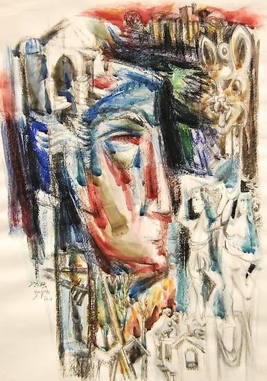 Elias Zayat, Poem, 2001, Mixed media on paper 52 x 75 cm