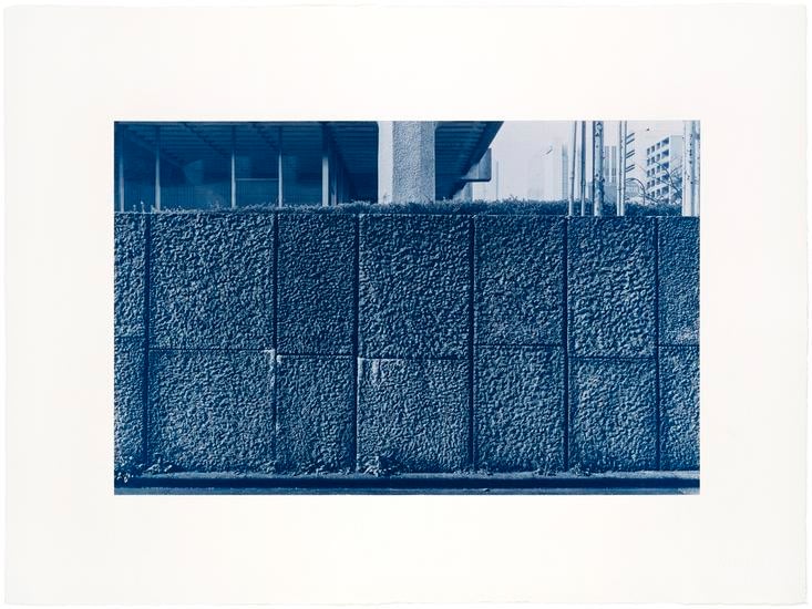 Seher Shah and Randhir Singh, Studies in Form, Dentsu Head Office (detail), 2018, Cyanotype prints on Arches Aquarelle Paper, 56&nbsp;x 76 cm