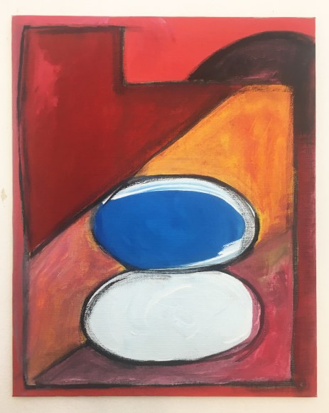 Ana Mazzei, Cocoon, 2018, Vinyl and tempera paint on canvas board, 30 x 24 cm